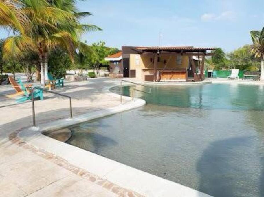 Beachfront Apartment With Swimming Pool. One Bedroom Celestun Eksteriør billede